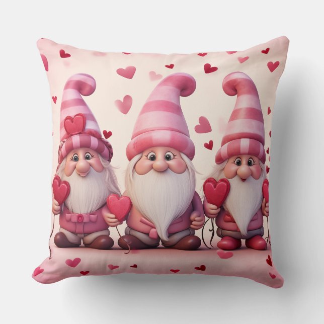 Almofada Cute Valentine Gnome Throw Pillow (Frente)