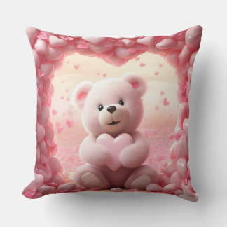 Almofada Cute Valentine Teddy Bear Throw Pillow