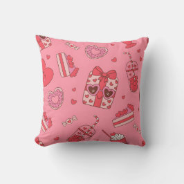 Almofada Cute Valentine Treats Pattern Throw Pillow
