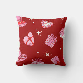 Almofada Cute Valentine Treats Pattern Throw Pillow