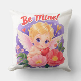 Almofada Cute Valentine's Day Cupid with "Be Mine"
