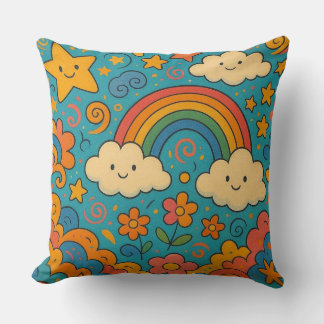 Almofada Cute Vintage Aesthetic Pattern Pillow 🌈✨🌸