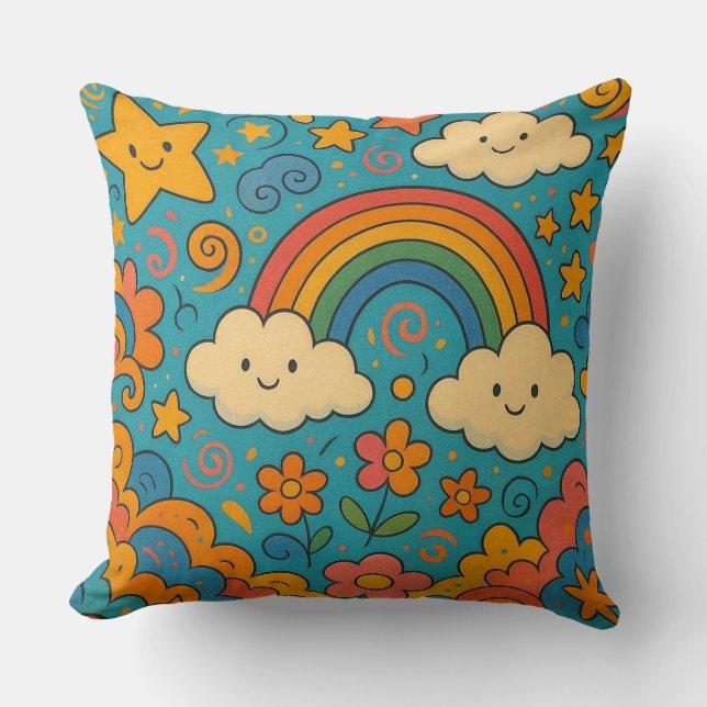 Almofada Cute Vintage Aesthetic Pattern Pillow 🌈✨🌸 (Frente)