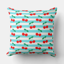 Almofada Cute Vintage Verão Cerejas e Listras