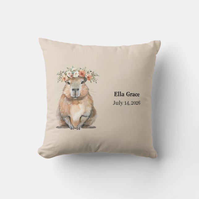 Almofada Cute Watercolor Capybara (Frente)