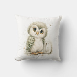 Almofada Cute Watercolour Baby Animals Alphabet Owl