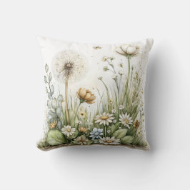 Almofada Cute watercolour of wild flowers and grasses