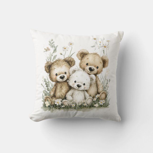Almofada Cute Watercolour Teddy Bear group (Frente)
