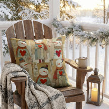 Cute Whimsical Hearts Snowman Winter