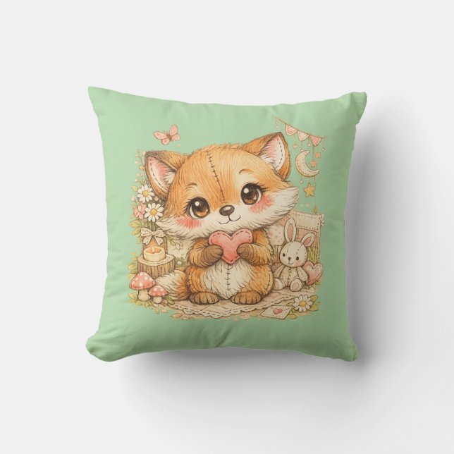 Almofada Cute Whimsical Watercolor Animal  (Frente)