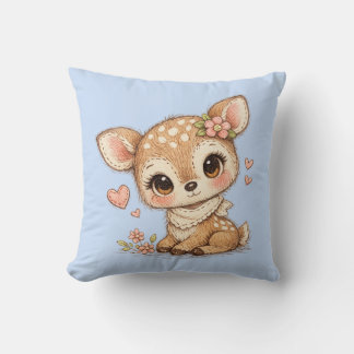 Almofada Cute Whimsical Watercolor Animal Throw Pillow
