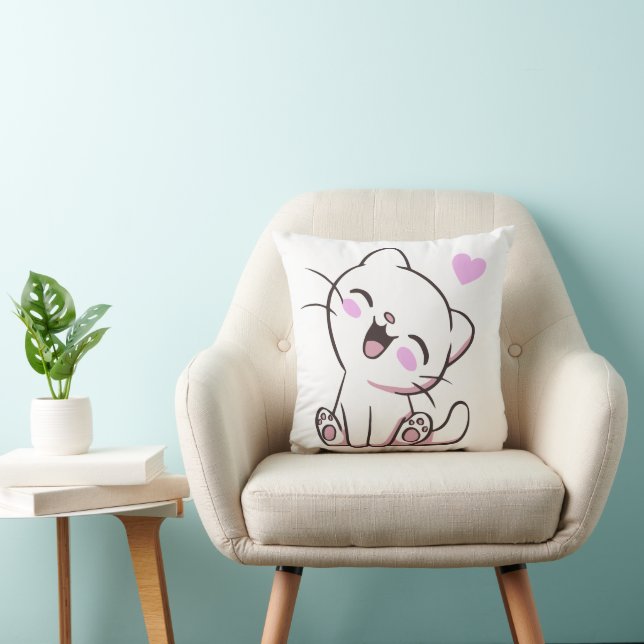 Almofada Cute White Kitten Throw Pillow (Cadeira)