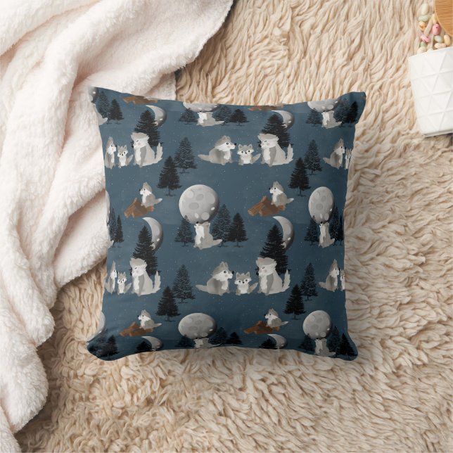 Almofada Cute Wolf Pack Woodland Night Baby Nursery (Cobertor)