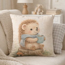 Almofada Cute Woodland Hedgehog with Mug Neutral Kids Room