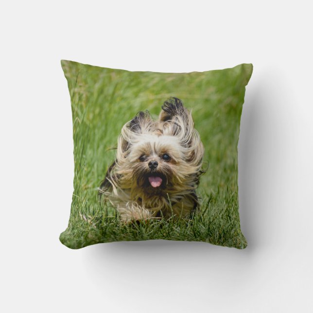 Almofada Cute Yorkshire Terrier passando por Grass (Frente)
