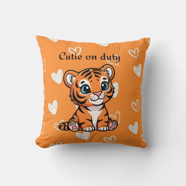 Almofada Cutie on Duty Throw Pillow | Adorable Baby Tiger  (Frente)