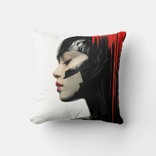Almofada Cyber-Mulher Futurística - Travesseiro decorativo