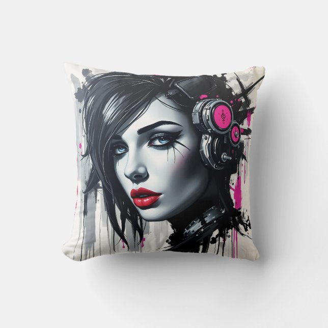 Almofada Cyberpunk - Arte Científica Edgy (Frente)