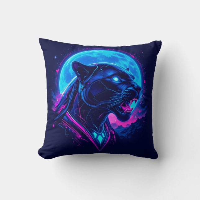 Almofada Cyberpunk Neon Black Panther (Frente)