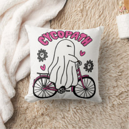 Almofada Cycopath Halloween Ghost em Bicicleta Rosa