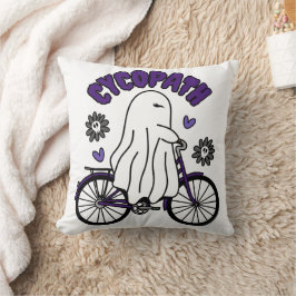 Almofada Cycopath Halloween Ghost em Bicicleta Roxa