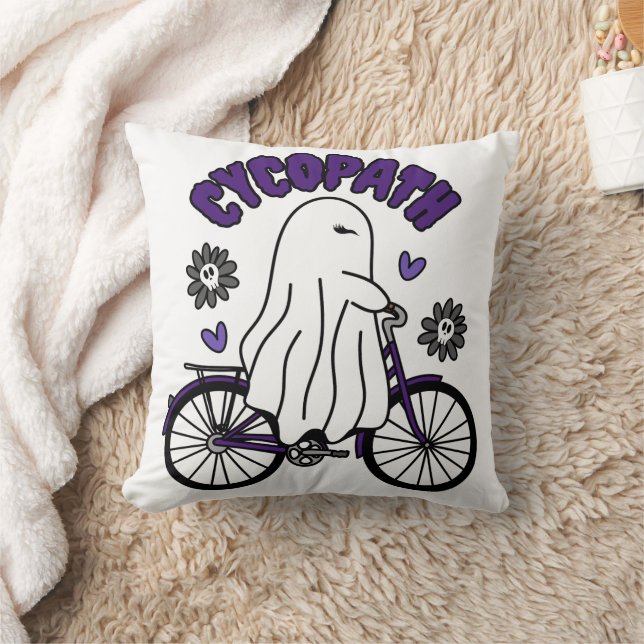 Almofada Cycopath Halloween Ghost em Bicicleta Roxa (Cobertor)