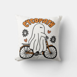 Almofada Cycopath Halloween Ghost on Orange Bicycle