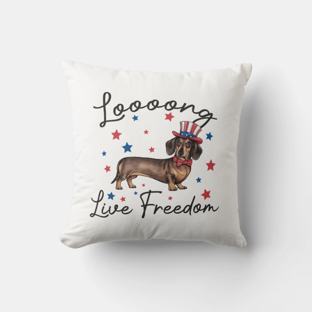 Almofada Dachshund Art Long Live Freedom (Frente)