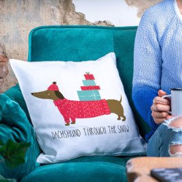 Almofada Dachshund Através Da Brincadeira De Neve Cachorro