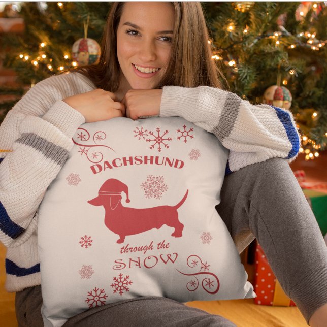 Almofada Dachshund Através da Neve (Dachshund Through the Snow Pillow)