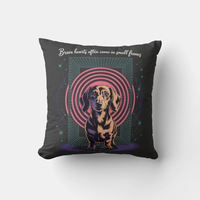 Almofada Dachshund Brave Hearts Often Come In Small Frames (Frente)