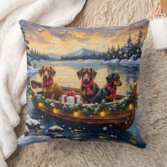 Almofada Dachshund Christmas Boat Holiday (Cobertor)
