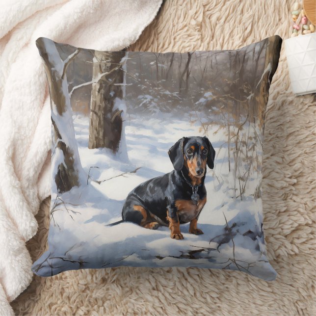 Almofada Dachshund Deixe-o nevar no Natal (Cobertor)