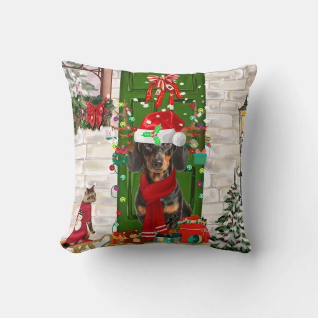 Almofada Dachshund Dog Christmas  (Frente)