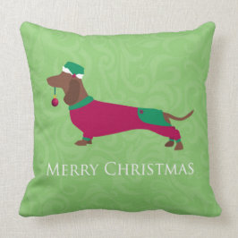 Almofada Dachshund - Feliz Design de Natal