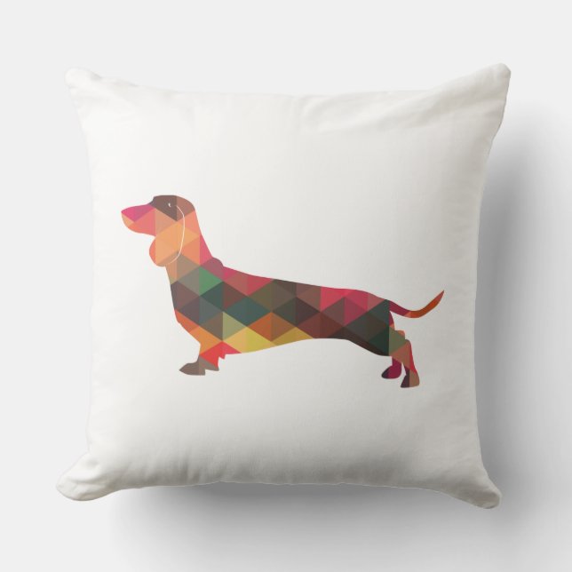 Almofada Dachshund Geométrico Pattern Silhouette (Frente)