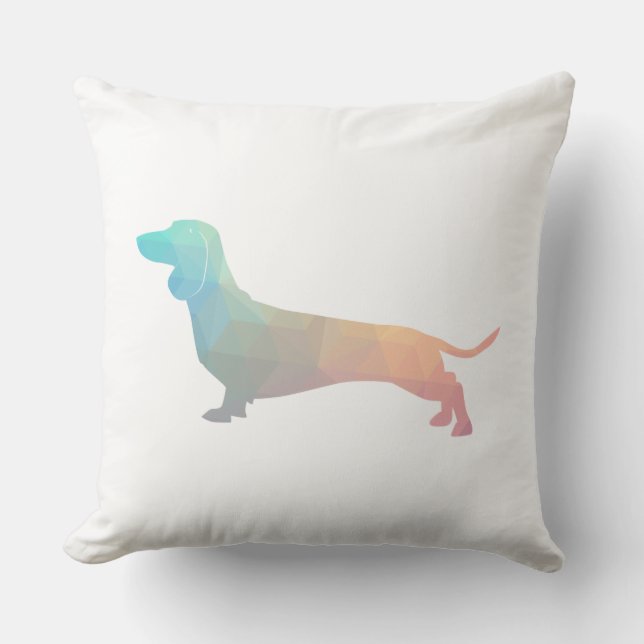 Almofada Dachshund Geométrico Pattern Silhouette (Frente)