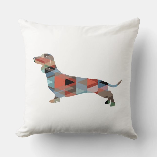 Almofada Dachshund Geométrico Pattern Silhouette (Frente)