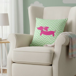 Almofada Dachshund + Green Chevron