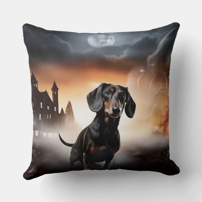 Almofada Dachshund Halloween Assustador (Verso)
