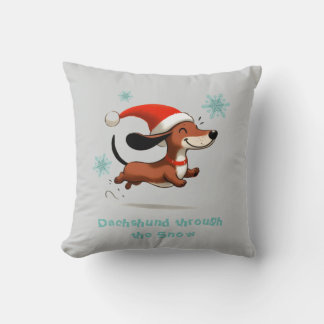 Almofada Dachshund na neve cachorrinho de Natal