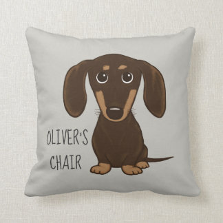 Almofada Dachshund Personalizado de Penteado de Chocolate B