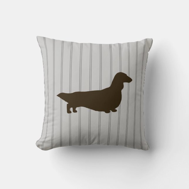 Almofada Dachshund Silhouette (Doxie de Cabelo Longo) (Frente)