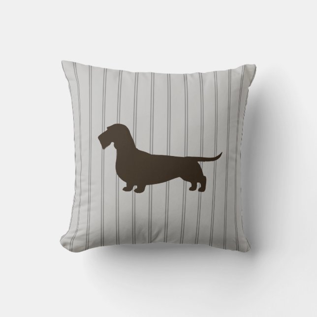 Almofada Dachshund Silhouette (Wire Haired Doxie) (Frente)