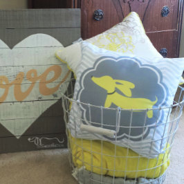 Almofada Dachshund Themed Nursery Yellow Gênero Neutro