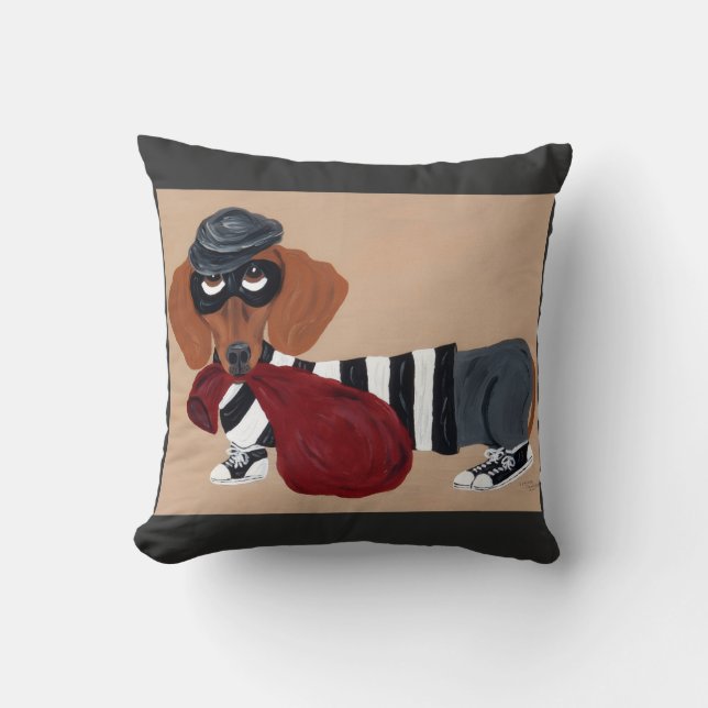Almofada Dachshund Treat Thief Burglar (Frente)