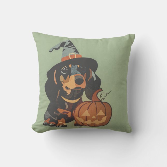 Almofada Dachshund Weenie Dog Halloween (Frente)