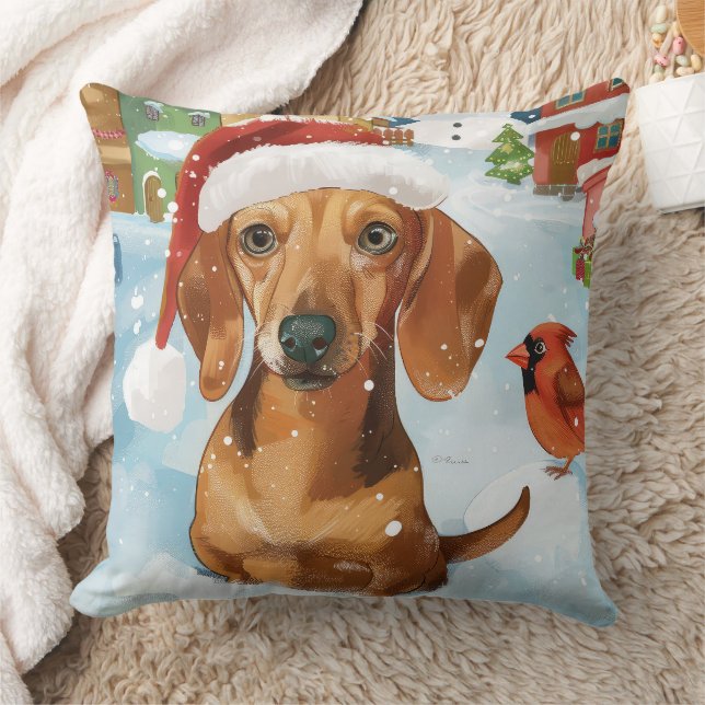 Almofada Dachshund Winter Wonderland Natal Joy (Cobertor)