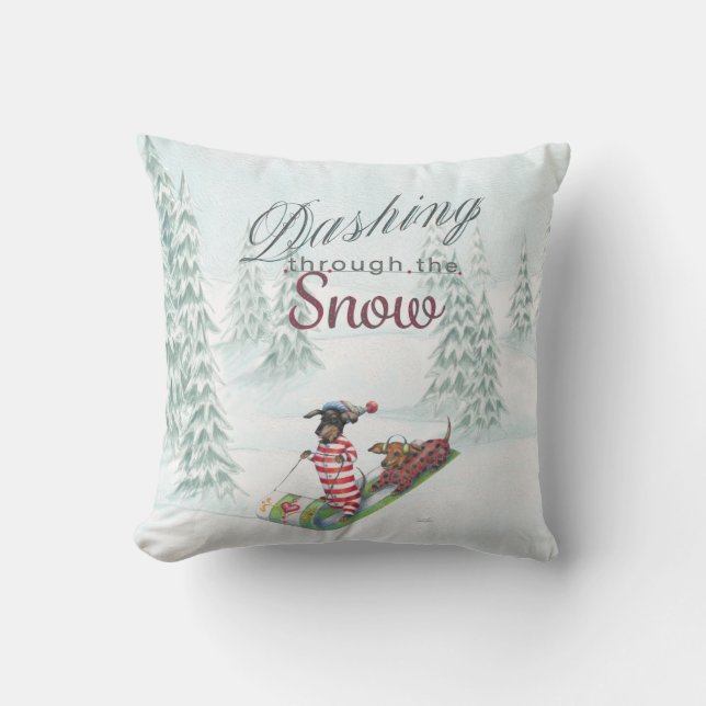 Almofada Dachshunds que precipitam através do travesseiro (Frente)