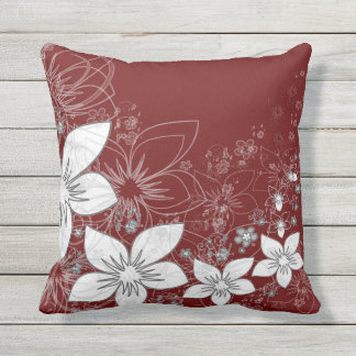 Almofada Dacil Floral Scroll em Vermelho